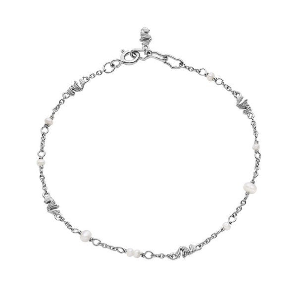 Mero armbånd i sølv med ferskvandsperler fra Maanesten (17,5–18,5 cm)